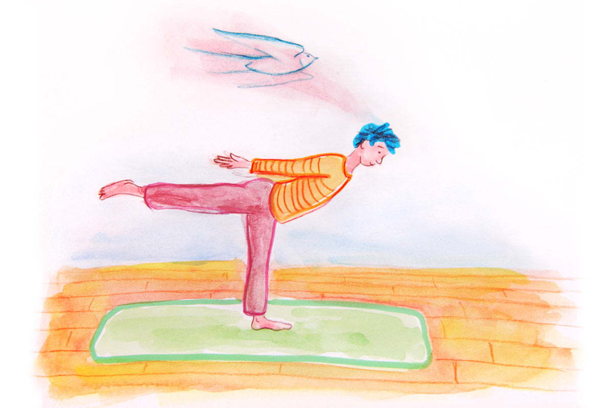 Illustration Yogaübung Schwalbe
